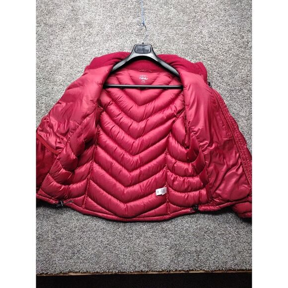 Cabela's Women's Med Reg Red Puffer 750 Filled Down Jacket Embroidered Logo - Picture 14 of 15